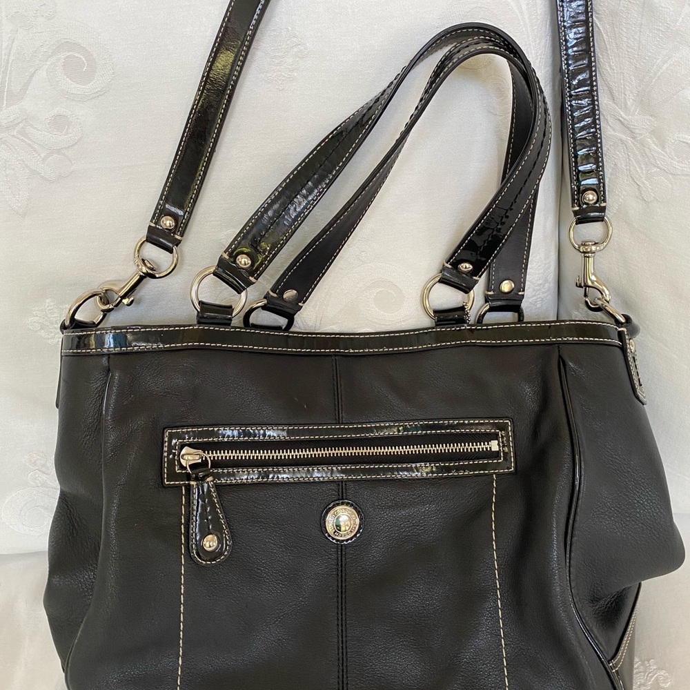 Coach leather tote bag with removable strap